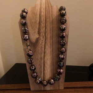 Handmade Ceramic Etched Blossom Necklace